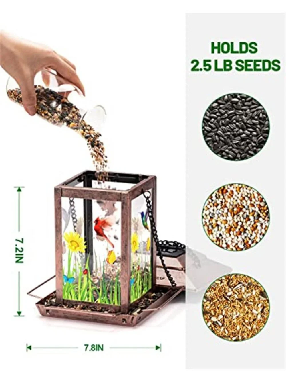 Solar Bird Feeders for Outdoors - 2.5 LBs Metal Wild Large & Small Bird Feeder